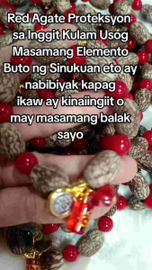 Red Coral Bracelet w/ Buto ng Sinukuan proteksyon sa Usog at sa Inggit