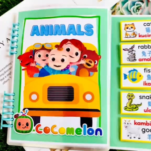 Cocomelon Interactive Busy Book | Trilingual三语 (BM+EN+CN) | Preschool Quiet Book | Early Learning Sticker Book