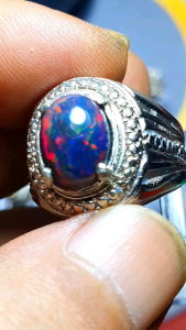 Batu Cincin Kalimaya Black Opal Jarong Kontras Terjamin