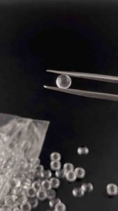 โทพาซขาวธรรมชาติ เจียหลังเบี้ย ทรงกลม [ขนาด 3.00mm - 5.00mm]