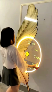 JAM Dinding Lampu Berlapis Poslen & Akrilik Estetik Mewah