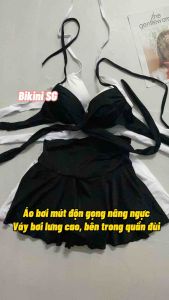 Đồ bơi nữ nâng ngực che khuyết điểm phối váy xoè phong cách Hàn Quốc đi biển bơi đẹp áo tắm Bikini SG.