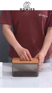 TEMPAT TISU KOTAK TISU KAYU TRANSPARAN KOTAK TISSUE KAMAR MANDI DAPUR TEMPAT TISSUE / TISSUE BOX MINIMALIS TUTUP BAMBU