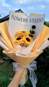 ช่อดอกไม้ทานตะวัน งานDIYจากลวดกำมะหยี่ ของขวัญวันเกิด ปัจฉิม วันวาเลนไทน์ ดอกไม้จากลวดกำมะหยี