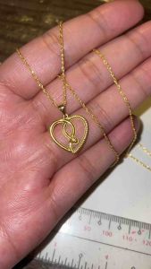 PAWNABLE 18K Saudi Gold Rope Chain(lightweight thin)with 18K Gold Snake Heart Pendant(open back✨