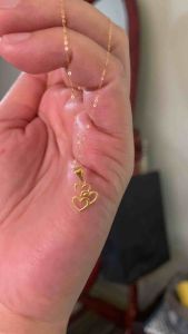 PAWNABLE 18K Saudi Gold Necklace (Thin) with MINI Tri-Heart Pendant (Small/Open Back)