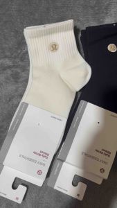 (3 Pairs) Embroidered LULULEM Socks Mid Cut Premium Quality