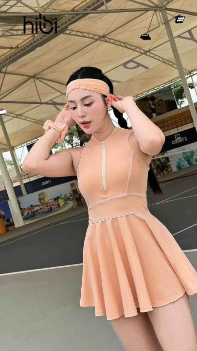 Váy Pickleball Liền Thân D102 Hai Dây Dáng Xòe, Kèm Mút Ngực