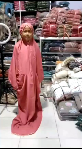 MUKENA ANAK TERUSAN Usia 5-12 TH Rayon BORDIR TILE ( Panjang 175 cm)