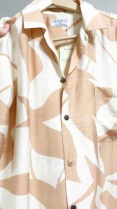 เสื้อฮาวาย ผ้าไหมฝรั่งเศส ลายใบไม้สีน้ำตาล ใส่สบาย ระบายอากาศดี ไซส์ M L XL