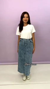 Rok Denim Jeans Street Panjang korean Style Rok Jeans Stretch Span Panjang Wanita
