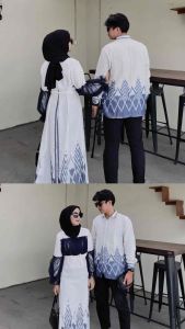 RAHAYU COUPLE WHITE NAVY - DRESS TENUN TERBARU - BAJU LEBARAN 2024