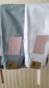 💯 Heart Jeans 🇰🇷 XOXO กางเกงยีนส์ขากระบอกตัดแปะหัวใจ งานนำเข้า ผ้ายีนส์ยืดเยอะ