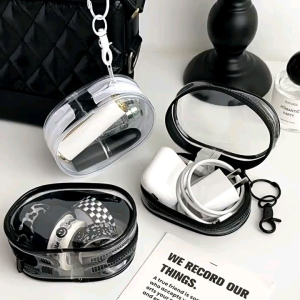 Mini Pouch Bag Transparan Serbaguna / Tempat Penyimpanan Kabel Charger Headset Kunci Serbaguna