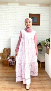 OVERALL SET INNER GAMIS IZNI BY CUTETRIK TERBARU ANAK TANGGUNG DAN REMAJA SETELAN OVERALL ANAK 10 TAHUN WARNA PINK GAMIS WARNA PINK CANTIK CASUAL SIMPEL