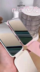 LEATHER CERMIN RIAS MAKEUP LIPAT PERSEGI PANJANG / CERMIN LIPAT SAKU MINI PORTABLE TRAVEL SERBAGUNA ELEGAN DAN MINIMALIS