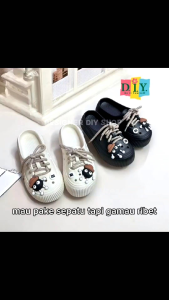 Sandal Sepatu Tali Wanita Baim Jibbitz Karet Wedges Anti Slip