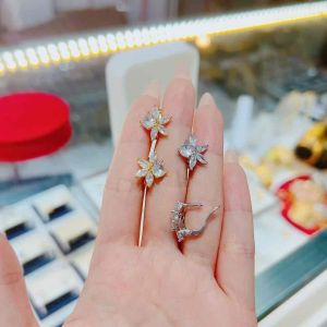 Bông tai cánh quạt HOA chốt đùi gà cài đính đá siêu sáng Kami trang sức sỉ BL360