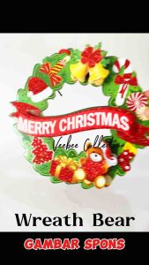 Gambar Karton Tebal Spons Natal 21cm kecil / Hiasan dinding pintu Wreath santa snowman rusa/ dekorasi natal/christmas ornaments