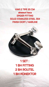 SPIDER FITTING TIPE 20 CM KAKI 2 BRAKET KONEKTOR JEPIT KACA CURTAIN WALL STAINLESS STEEL 304