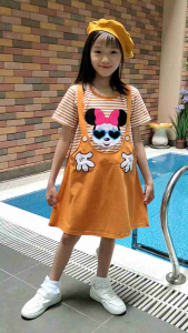 Dress anak usia 1 2 3 4 5 6 7 8 9 10 tahun bordir mouse / pakaian anak perempuan lucu usia 1-10 tahun