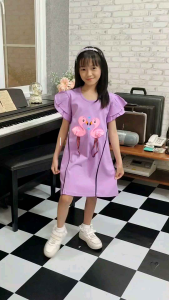 Dress anak perempuan usia 1-8 tahun bordir Flamingo lucu / Pakaian baju anak perempuan usia 1 2 3 4