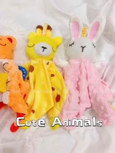 Baby Animal Soothe Appease Towel Sleep Comforter Soft Plush Teether Sound Bean Towel Toy