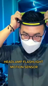 Senter kepala headlamp flashlight motion sensor led cob + xpe
