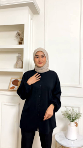 Rika top Kemeja Oversize Wanita katun Rayon twill premium Variasi Kancing Belakang