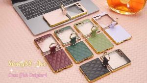 Case Gkk Original For Samsung Galaxy Z FLIP 7 Z FLIP 6 5G 2024 Tempered Glass Elegant Leather Case With Ring Z Flip 7 Z Flip 6