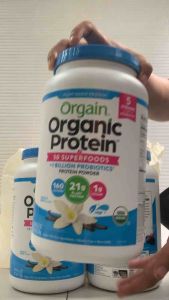 Sữa bột protein hữu cơ Orgain Organic Protein Superfoods của Mỹ hộp 1220gr với 5 chủng probiotic 1 tỷ probiotic 160 calo 21g protein 1g đường hương vị vani