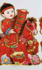 Decal dán cửa Cô Cậu Tiên Đồng Ngọc Nữ trang trí Tết Bính Ngọ 2026