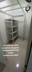 Loft bed with shelf customize singapore for helper room/bomb shelter/unity/store room