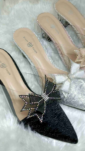 Cinderella Dream People Shoes Sandal selop gliter pita cantik hak kaca