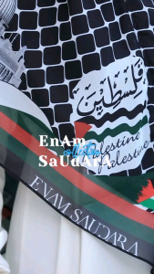 Khimar 2 layer Motif Palestine 02 by Enam Saudara/Kerudung Motif Viral 2024