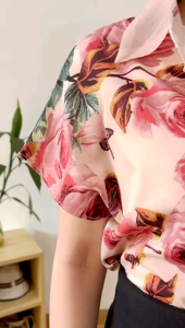 ECLAIRE 003 Kemeja Wanita Motif Bunga Floral Flower Korea Kerja Kantor Kasual Feminim Import zilz