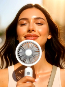 Portable Rechargeable Mini Fan with Phone Holder Stand - 3 Speed Adjustable USB Type-C Removable Base