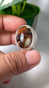 cincin batu akik Garut motif pancawarna realpic
