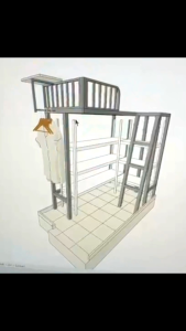 Loft bed with shelf  customize singapore for helper room /store room/bomb shelter/unity