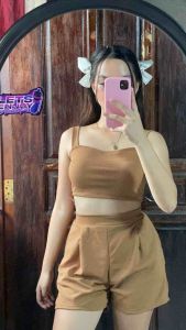 Terno Sleeveless Crop Top And Short Coordinates For Womens