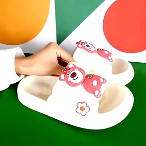 S1090 Sandal Model Strawberry Bear / Sandal Beruang Pink / Sandal Slipper / Sandal Cute / Sandal Bear