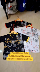 PAKET HEMAT 3PIS Baju atasan wanita terbaru /Baju volly badiminton tenis bulutangkis fitnes gym