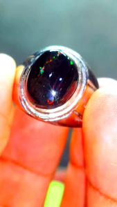 Cincin Batu Akik Black Opal Sempur Banten Jarong Natural