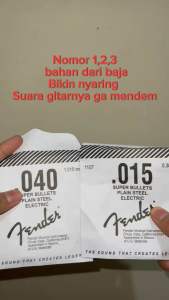SENAR GITAR ELEKTRIK DAN AKUSTIK FENDER ECERAN - SENAR GITAR NO 123 UKURAN 009011015 | ORIGINAL SENAR GITAR