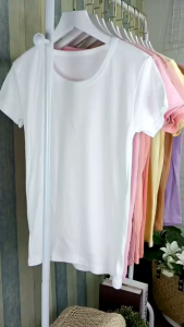 A002เสื้อยืดคอกลม แขนสั้น สีพื้นเต็มตัว อก 30 ถึง 36 สไตล์เกาหลีน่ารัก