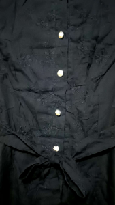 งานบุญ งานบวช!!! M-4XL Maxi Dress เดรสสีขาวผ้าปักดอกไม้กระดุมหน้า+สายผูกเอว งานป้าย Love love