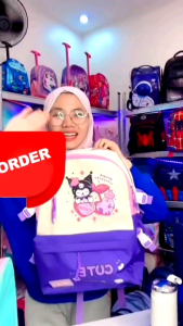 Sanrio Kuromi Tas Ransel Wanita Terbaru OOTD Anak Perempuan SekolahSD TK SMP Anti Air Waterproof COD