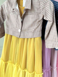 PEACH BOLERO SET DRESS KUTUNG 5 & 6 TAHUN CASUAL TUTU TULLE SELENA DRESS ANAK SOFT TULLE PESTA DENGAN OUTER BOLERO SIMPEL CANTIK LABELLA PINK UNGU DUSTY PINK PASTEL KUNING