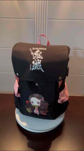 B68 Backpack Demon Slayer Anime Tanjiro Junior High School Bag Anti-theft Backpack Oxford Cloth Wear-resistant