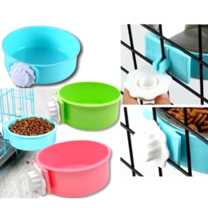 Hanging Pet Food Container / Hanging Pet BowlCrate Cat Dog Bowl Removable Hanging Pet Cage Bowl Food & Water Feeder Coop Cup for Cat Rats Guinea (Blue)